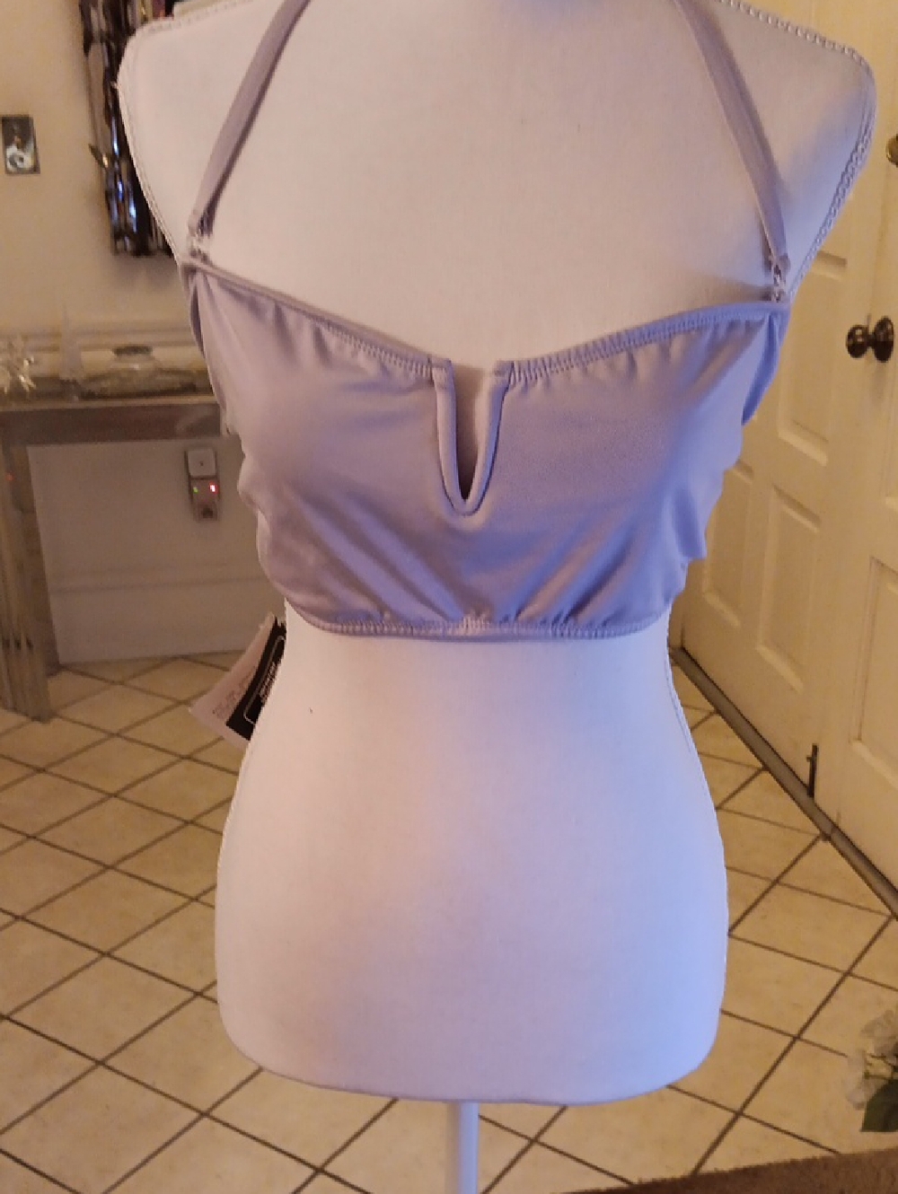 Lilac V-Notch Bandeau Crop Top with Adjustable Straps
